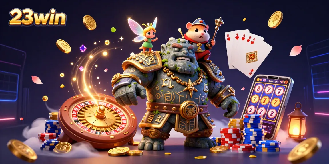 Engage with 23win at an exciting casino scene full of treasures and magical characters.