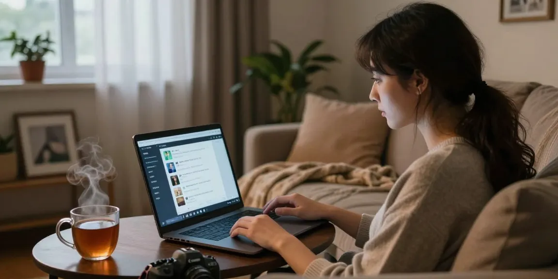 Engaging chat with girlfriend AI, showcasing intimate digital connection in cozy home atmosphere