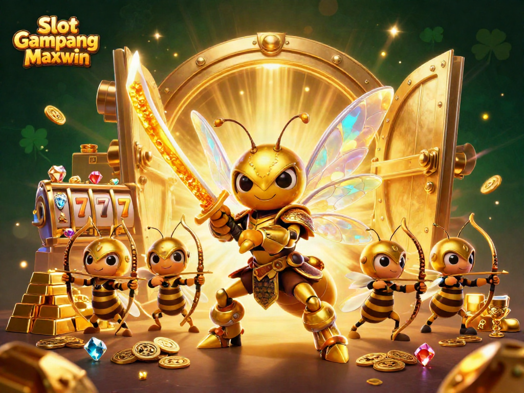 Spin the reels with Slot Gampang Maxwin in this vibrant casino scene filled with treasure.