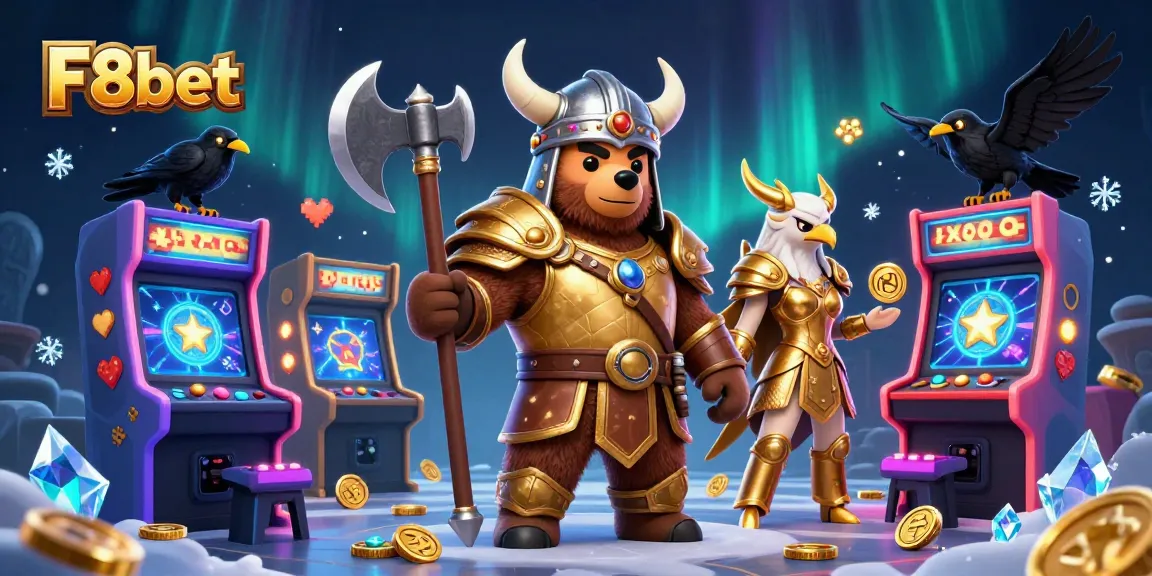 Experience thrilling gaming excitement with F8bet's captivating illustration featuring dynamic casino elements.