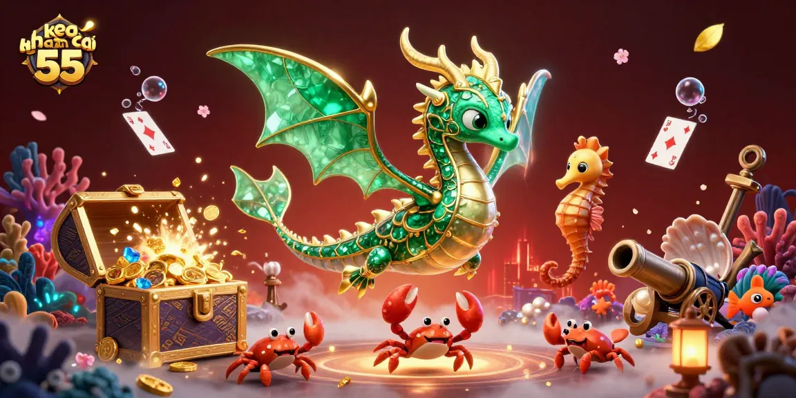 Experience keo nha cai 55 with lively sea creatures and dynamic casino elements in a vibrant underwater scene.