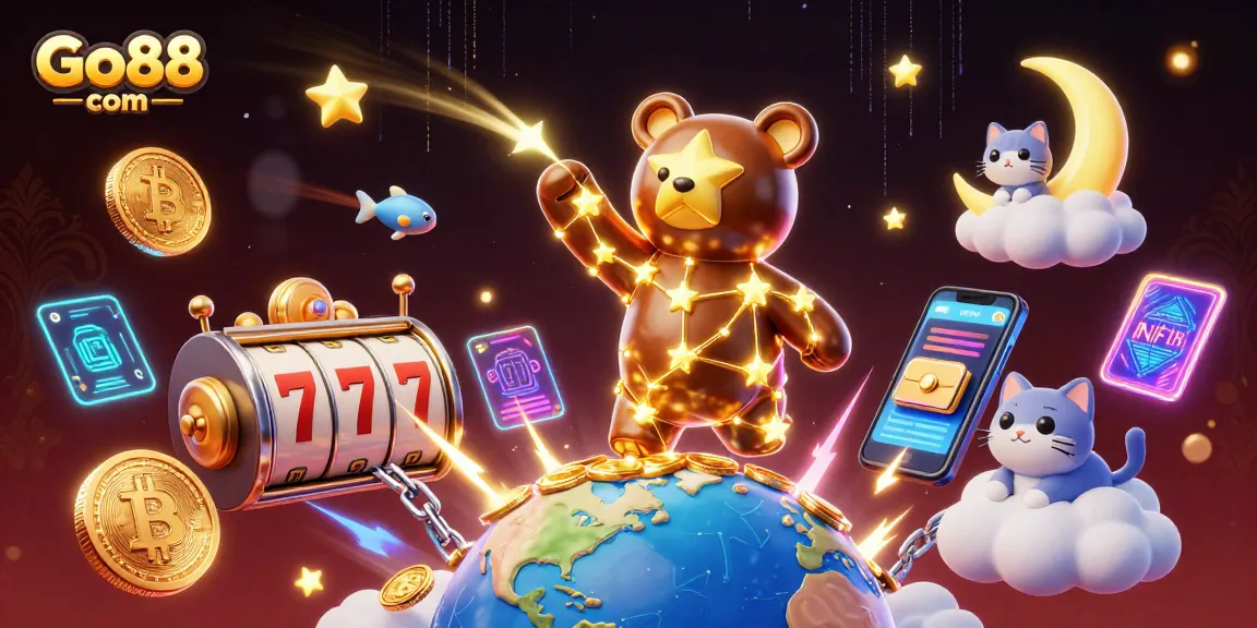 Experience the thrill of winning at Go88 com with animated slot reels and vibrant gaming elements.