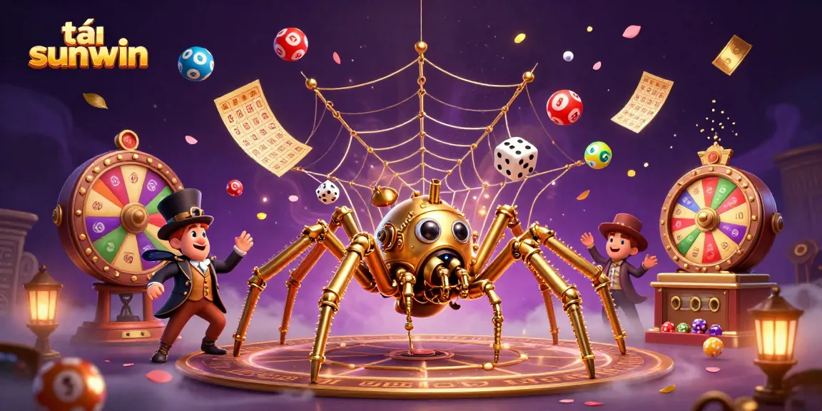 Engage in thrilling gameplay with tải sunwin as the golden spider creates luck in a casino-themed web.
