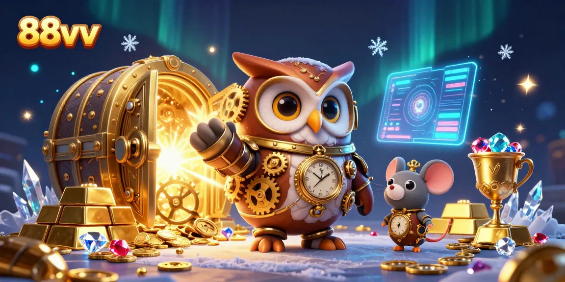 Experience thrilling moments with 88vv as the time-traveler owl and clockwork mouse unveil casino treasures.